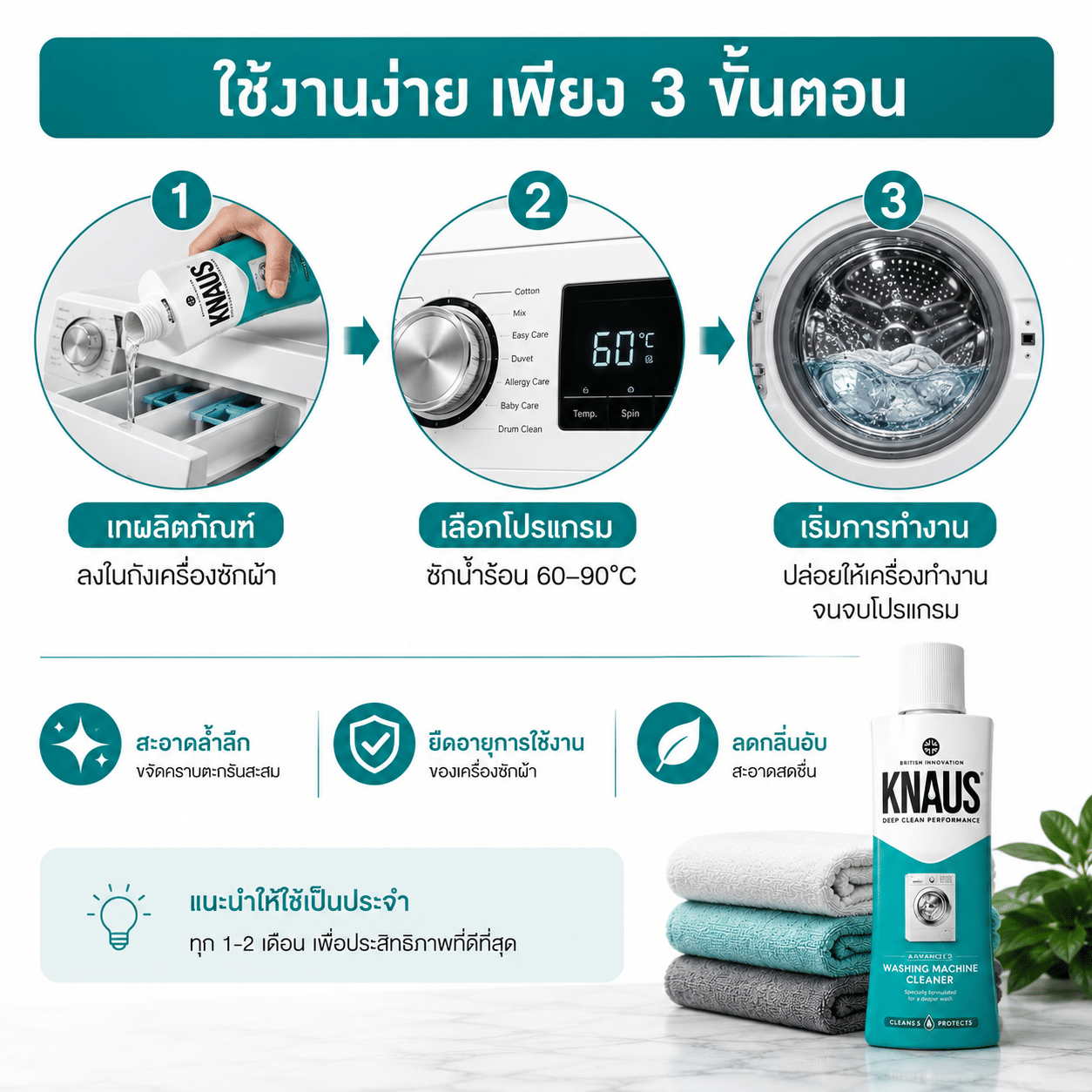 น้ำยาล้างถังซักผ้า KNAUS ขนาด 300 มล. (สลายคราบตะกรันสะสม ลดเชื้อโรคและกลิ่นอับ)_4